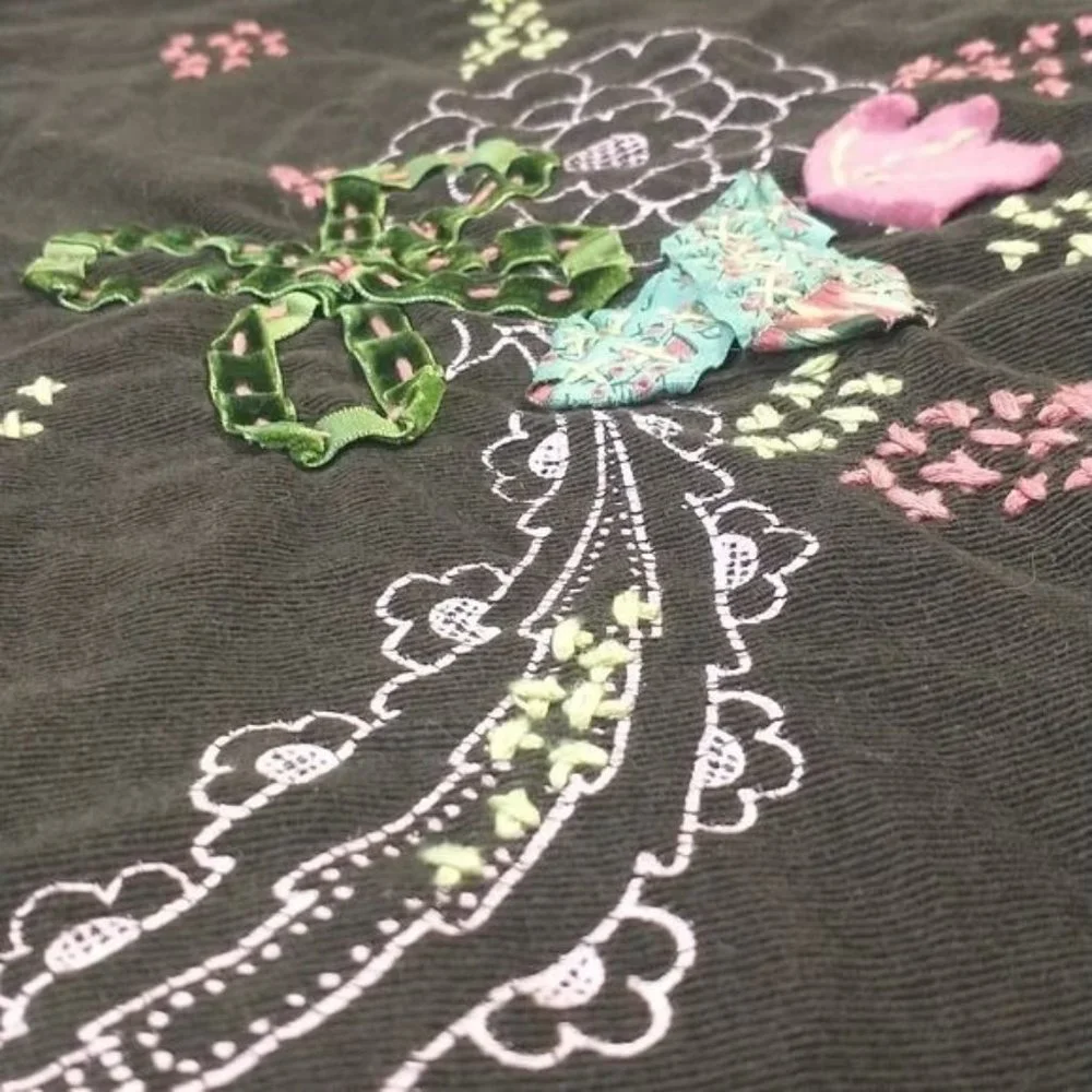 Free People Brown Corduroy Embroidered Skirt Size 2 - Picture 2 of 9